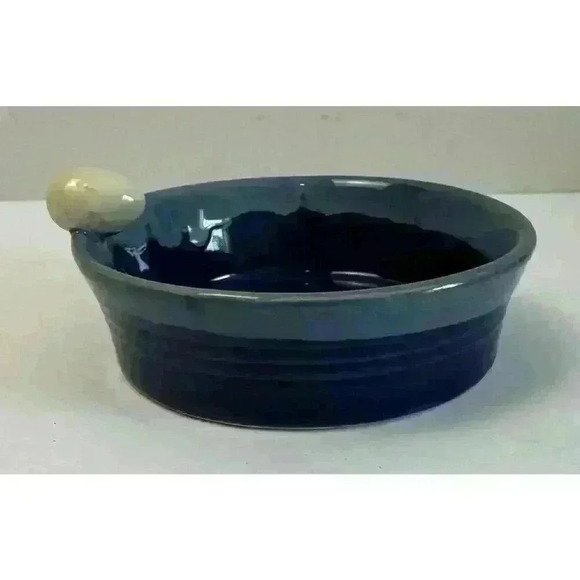 Tumbleweed Pottery-Light/Dark Blue & Tan Egg-5.5” Pottery Bowl trinket dish - Picture 2 of 13